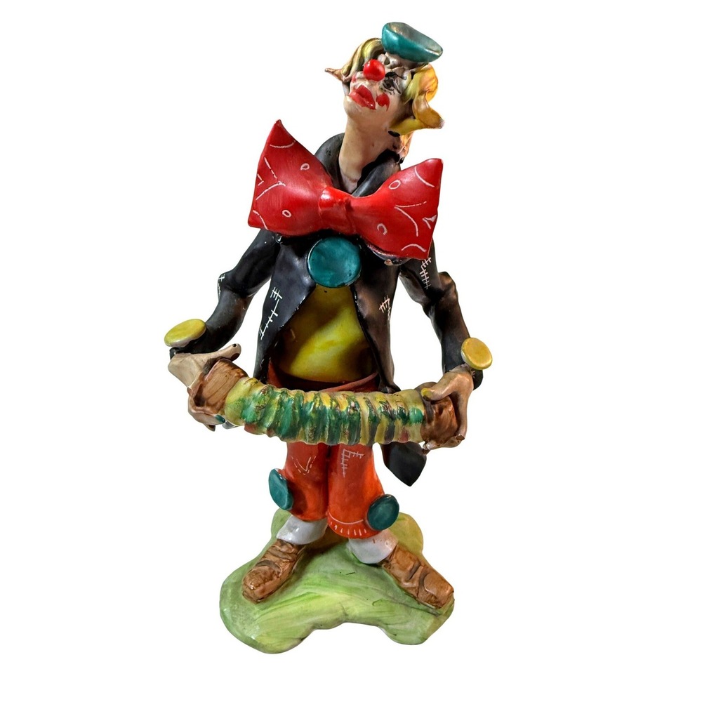 Vintage 1960s Clown Figurine Hand Painted Italy Kitsch Circuscore